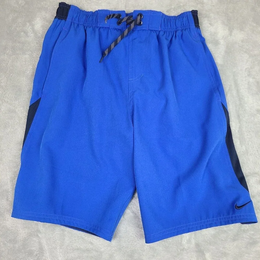 Nike Men's 9 Inch Contend Short Volley‎ Swim Shorts Black Size Small Blue